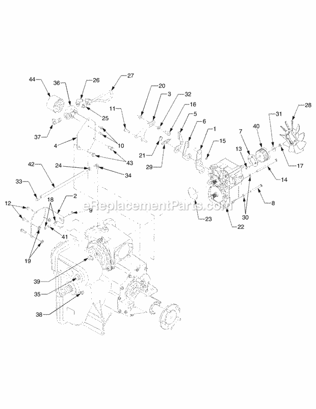 4wd Transmission Connections 1b075g & After Diagram and Parts List for 5254E 54AE542-710, 54BE542-710, 54CE542-710 Cub Cadet Lawn Tractor